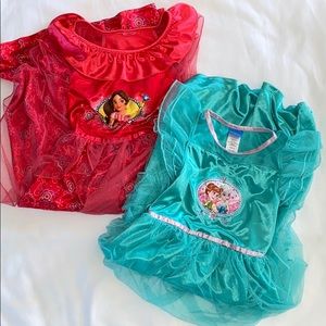 Two girls size 8 Disney Princess nightgowns euc